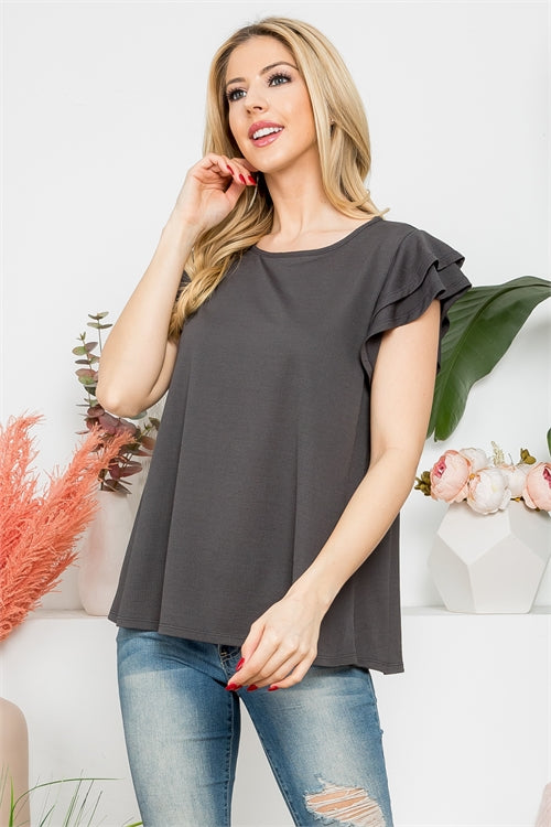 Layered Ruffle Sleeve Round Neck Top