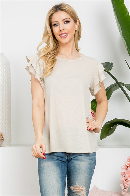 Layered Ruffle Sleeve Round Neck Top