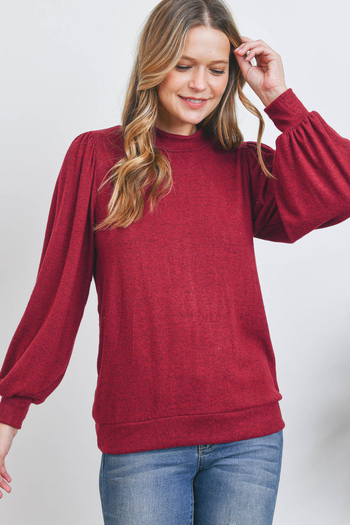 Puff Sleeve Brushed Hacci Top