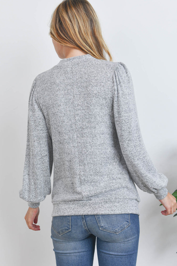 Puff Sleeve Brushed Hacci Top