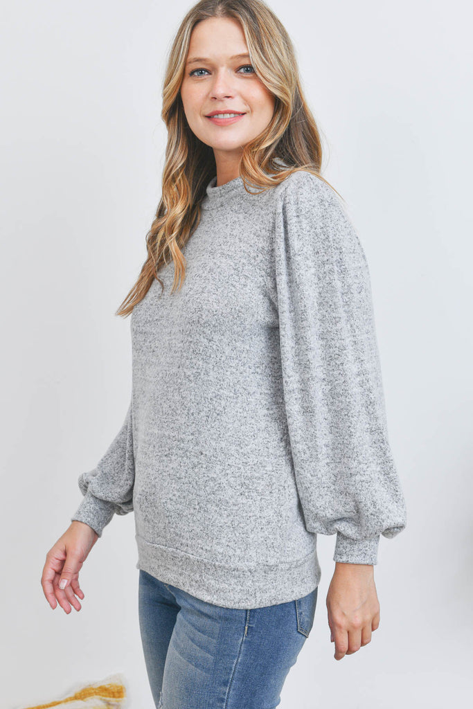 Puff Sleeve Brushed Hacci Top