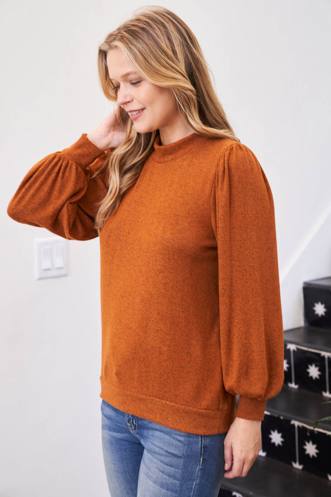 Puff Sleeve Brushed Hacci Top