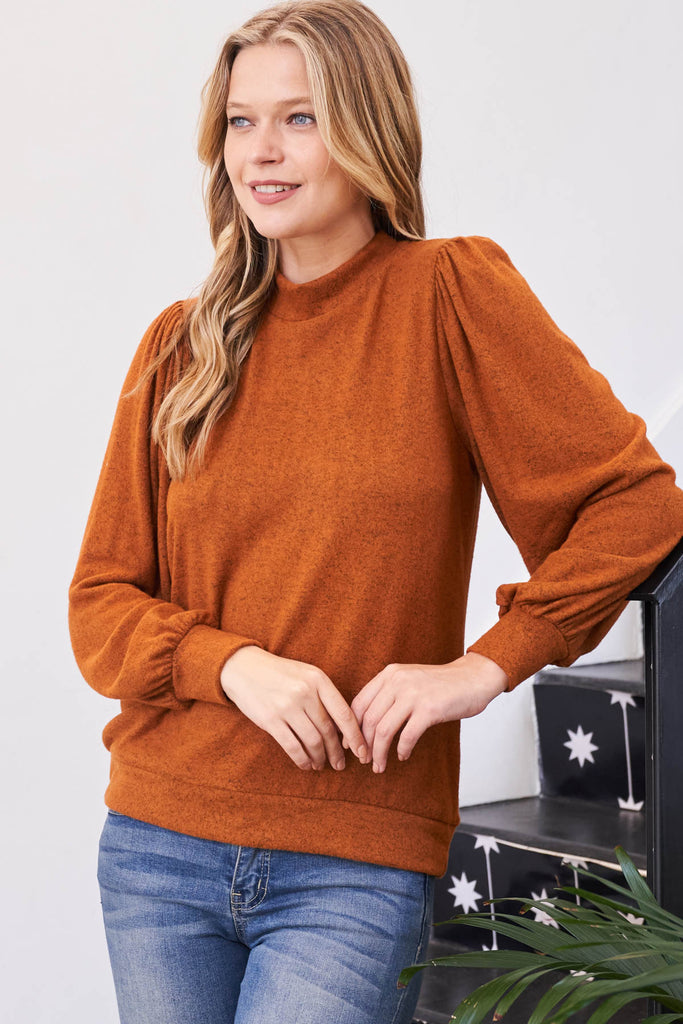 Puff Sleeve Brushed Hacci Top