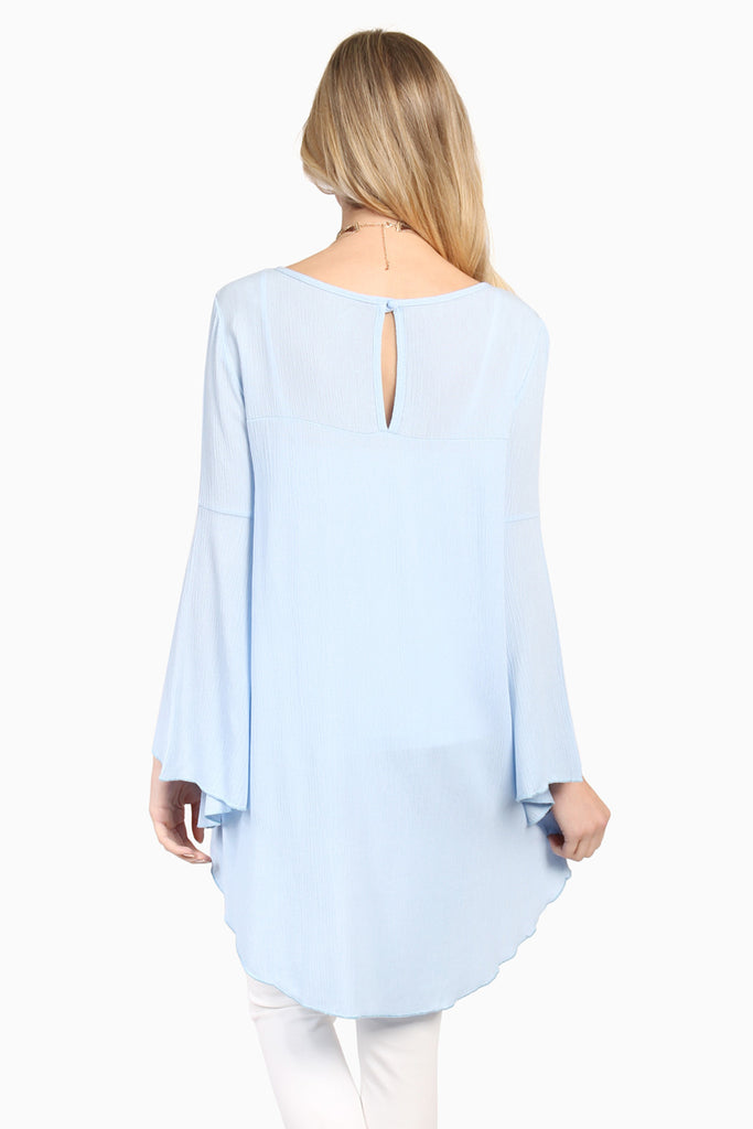 Lace Detail Chest Bell Sleeve High-Low Tunic