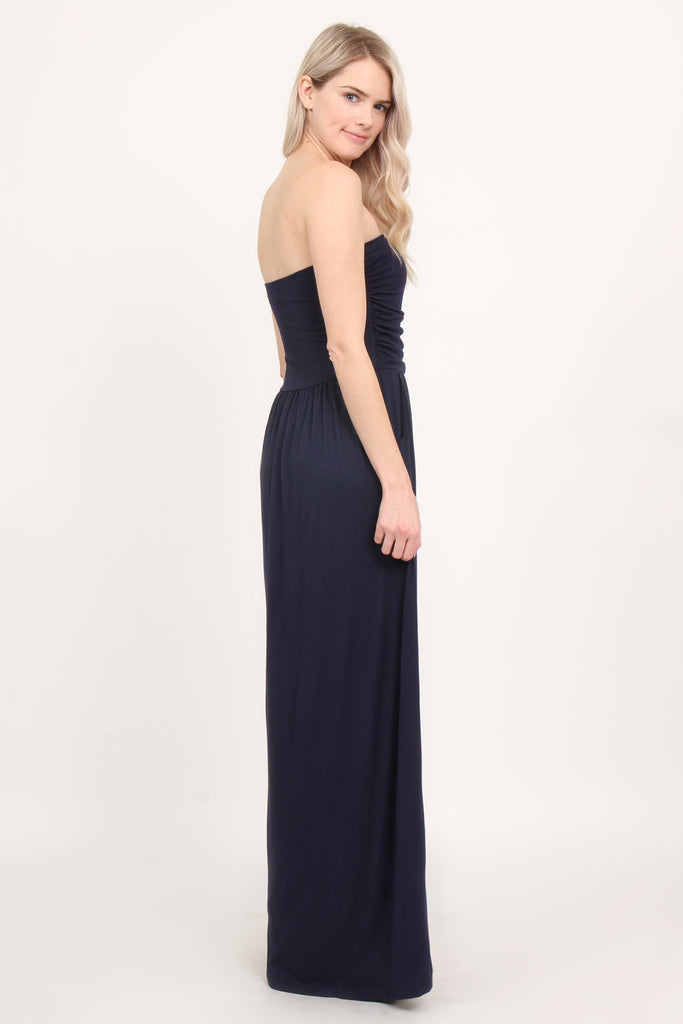 Strapless maxi dress top with pockets