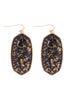 VE2589 - GOLD SPECKLED OVAL STONE DROP EARRINGS