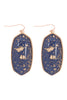 VE2589 - GOLD SPECKLED OVAL STONE DROP EARRINGS