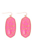 VE2589 - GOLD SPECKLED OVAL STONE DROP EARRINGS