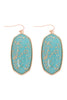 VE2589 - GOLD SPECKLED OVAL STONE DROP EARRINGS