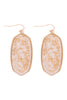 VE2589 - GOLD SPECKLED OVAL STONE DROP EARRINGS